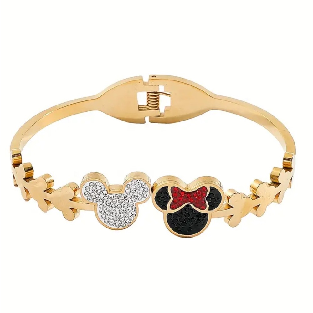 Gold Mickey and Minnie Mouse Bracelet